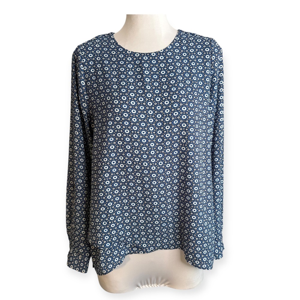 The Limited Blue Patterned Long Sleeve Blouse Size Small